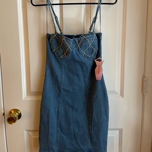 Faux Denim Body Con Dress